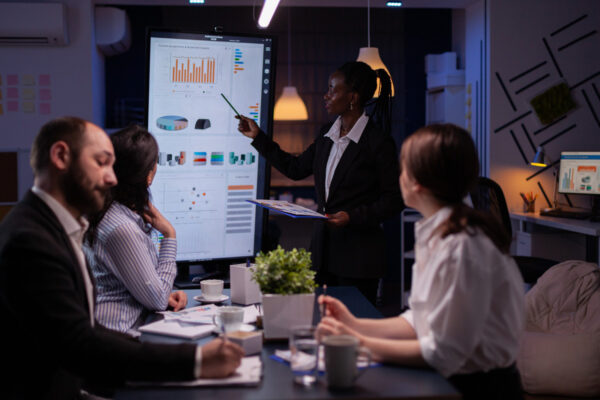 Employees team meeting for business growth